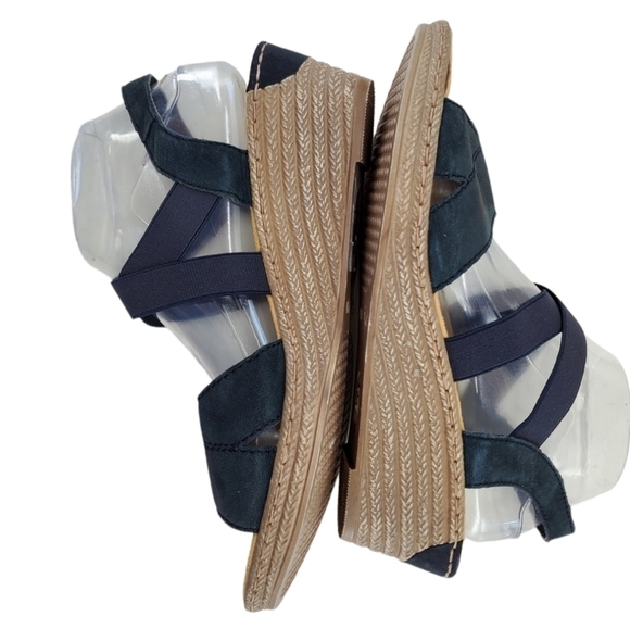 Rieker Sandals Ws Sz 41 US 9.5 Gray Tan Strappy Slip On Wedge Casual Luxury NWOT - Picture 9 of 15